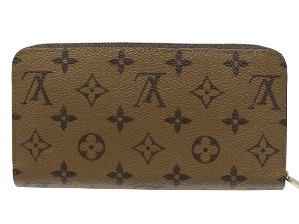 Louis Vuitton Round Canvas Wallet Brown Reverse Zipper Zippy Monogram Long